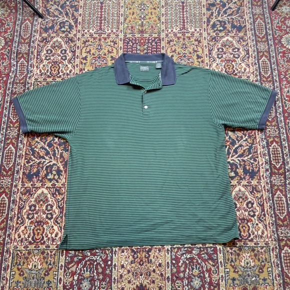 Haggar Golf Other - VTG 90s Haggar Golf Men's XL Green‎ Stripe Polo Shirt Cool 18 Short Sleeve